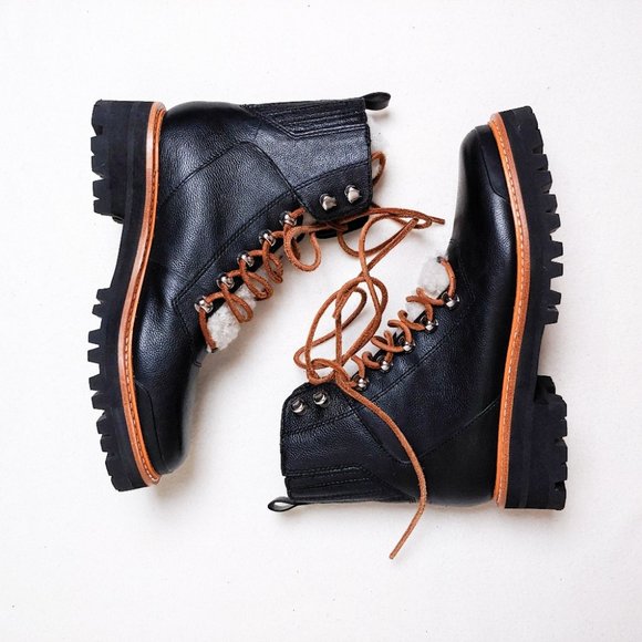 x SOLD x MARC FISHER | Izzie Boot Shearling Leather Black 7 M NWOT - Picture 11 of 16
